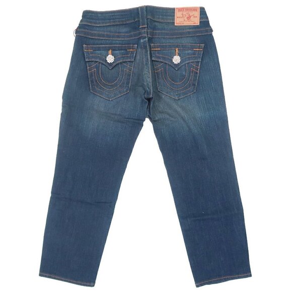 True Religion Lily Reclaimed Skinny Cropped Crystal Button Jeans Sz 26 NWT $277 - Picture 3 of 7